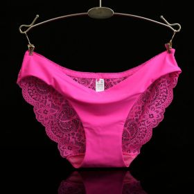 Lace ladies low waist briefs (Option: Rose red-XXL)