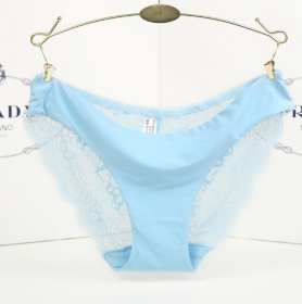 Lace ladies low waist briefs (Option: Light blue-XL)