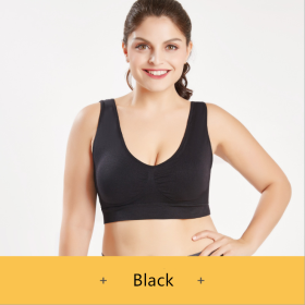 Sports Bra No Steel Ring Chest Wrap No Trace Female Underwear Beauty Yoga Back Shockproof (Option: Black-S)