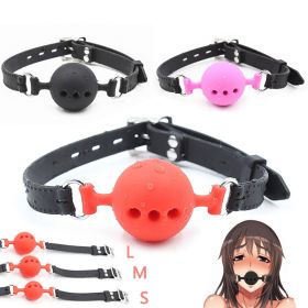 Soft Silicone Gag Ball BDSM Oral Bondage Gear Fetish Open Mouth Breathable Sex Toys For Couples Cosplay Slave Exotic Accessories (Color: red-S)